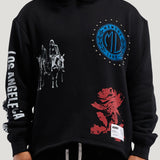 Layered Icon Crop Hoodie (Black)