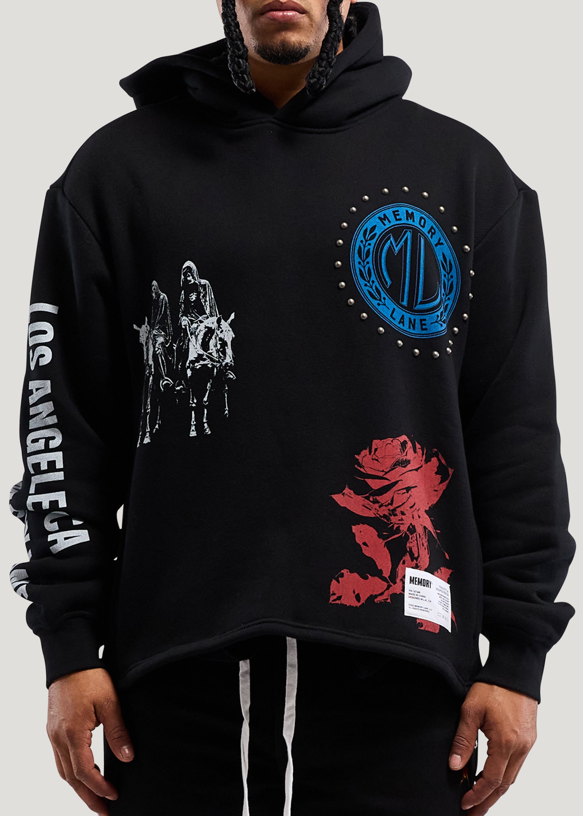 LAYERED ICON CROP HOODIE
