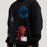 Layered Icon Crop Hoodie (Black)