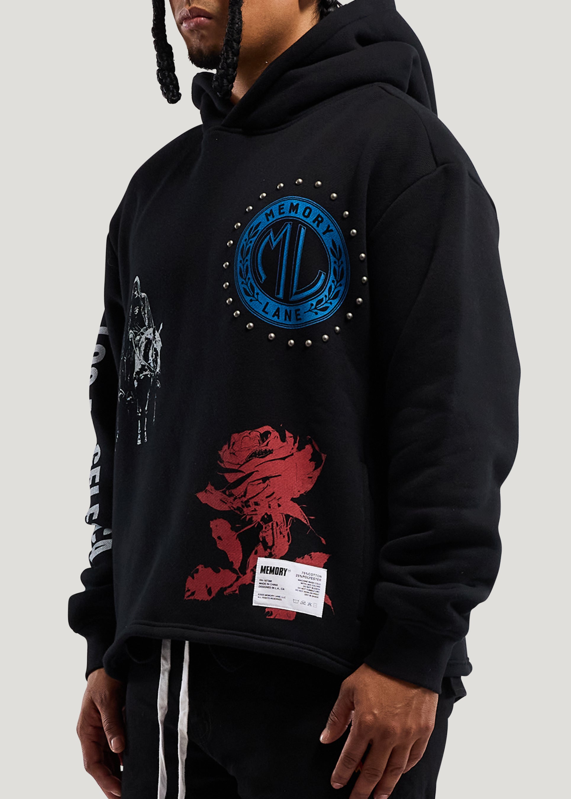 LAYERED ICON CROP HOODIE