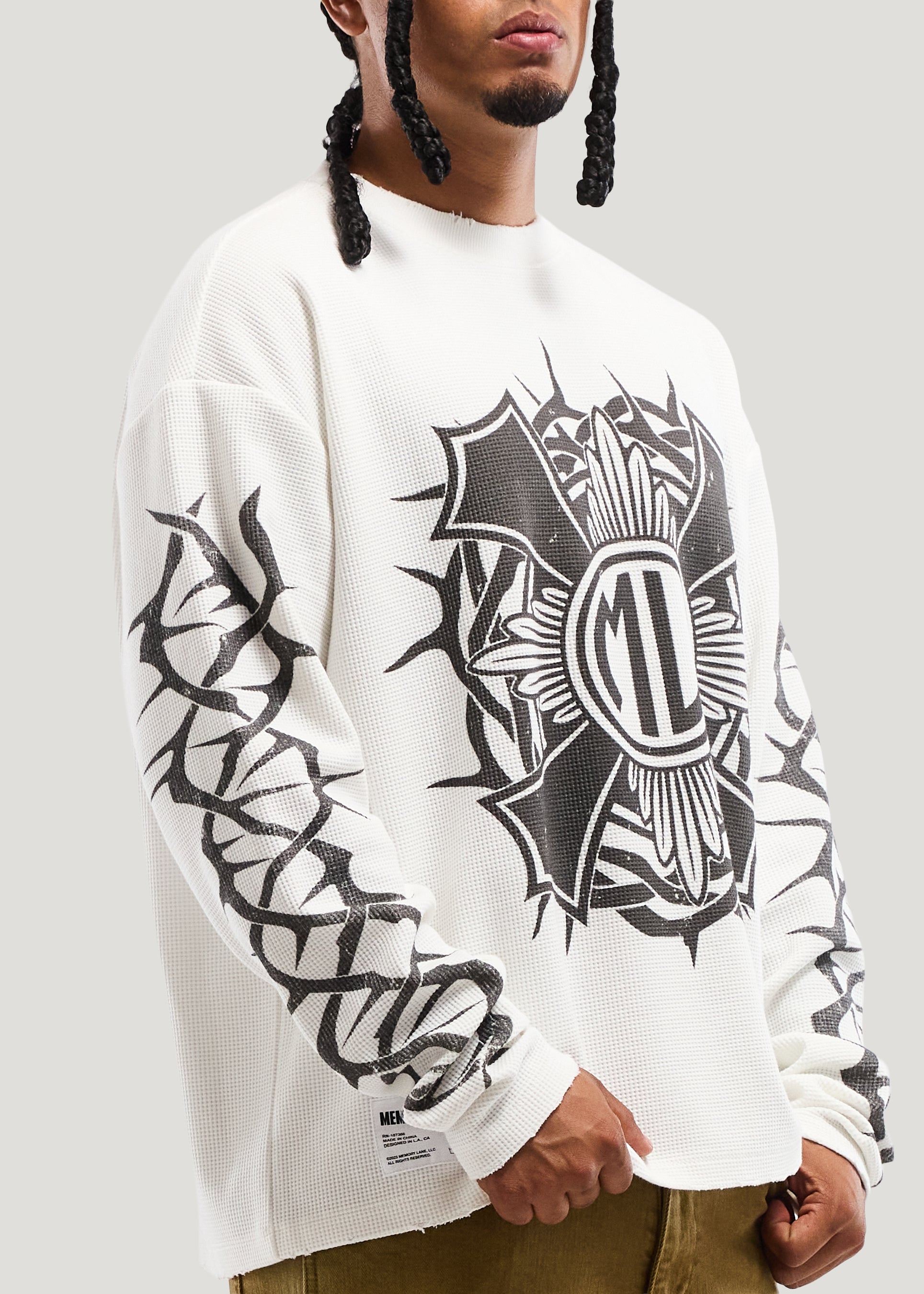 CAMO COLLARED BOMBERHORN CROSS LS THERMAL