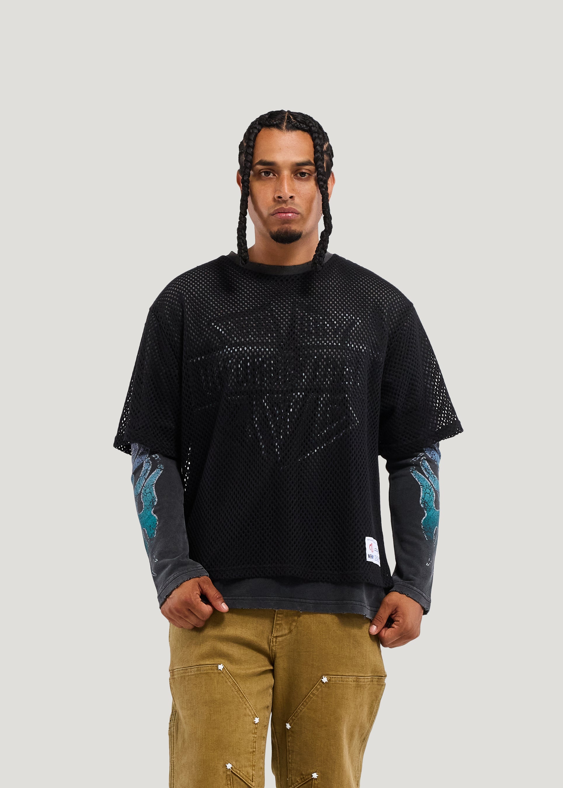 MESH OVERLAY LS TEE