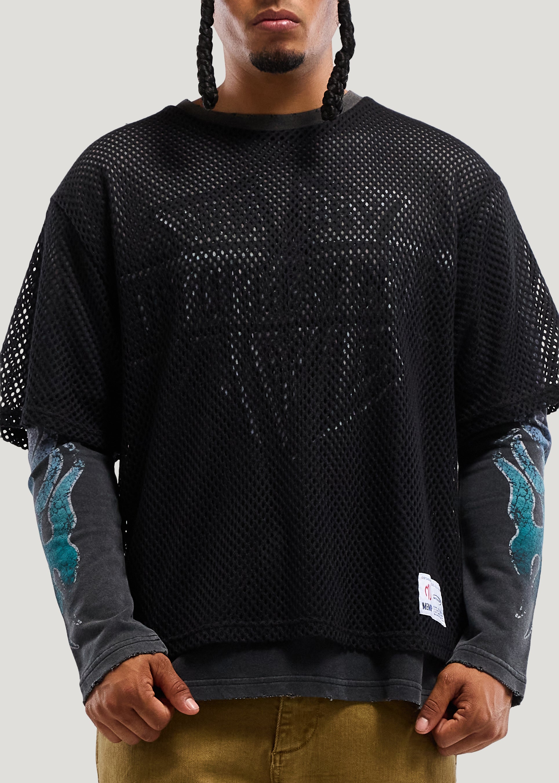 MESH OVERLAY LS TEE