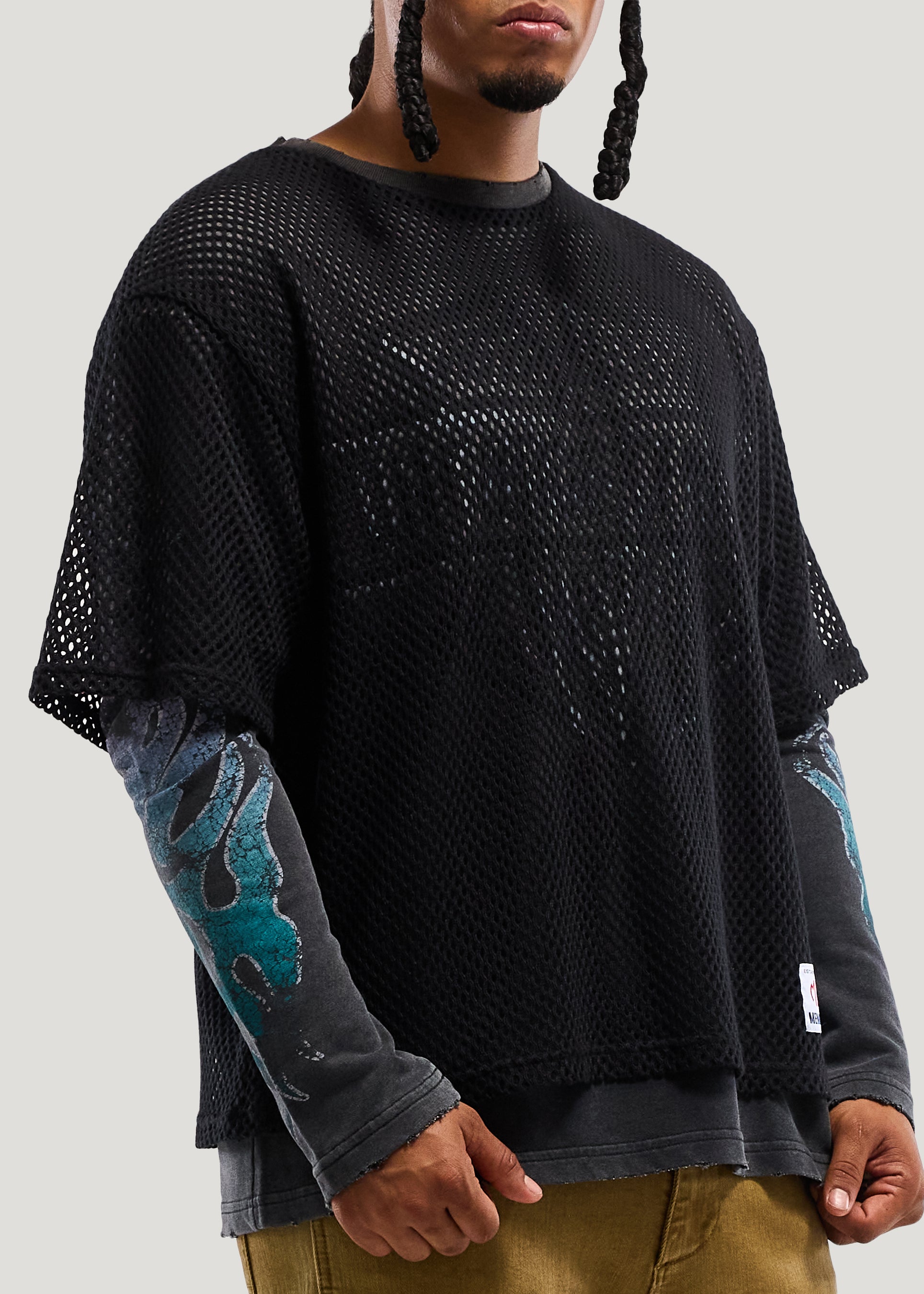 MESH OVERLAY LS TEE