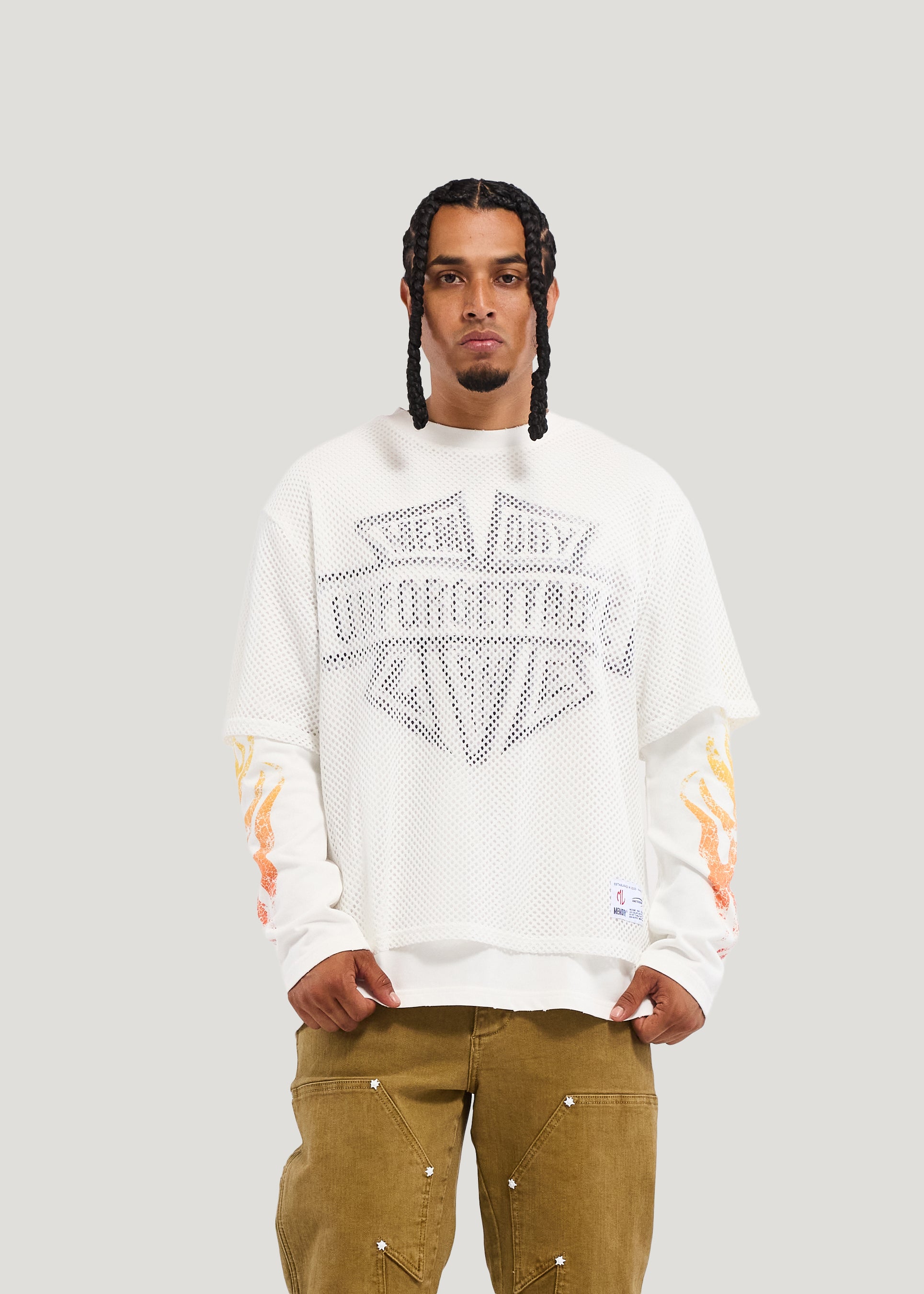 MESH OVERLAY LS TEE