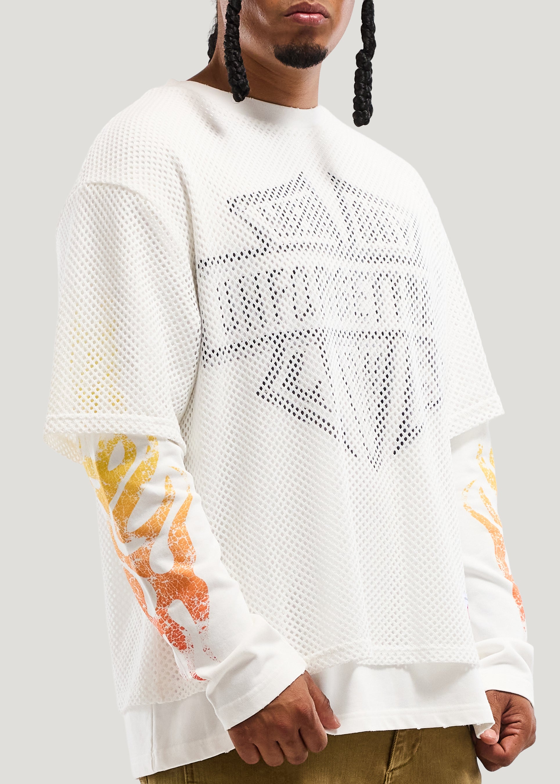 MESH OVERLAY LS TEE
