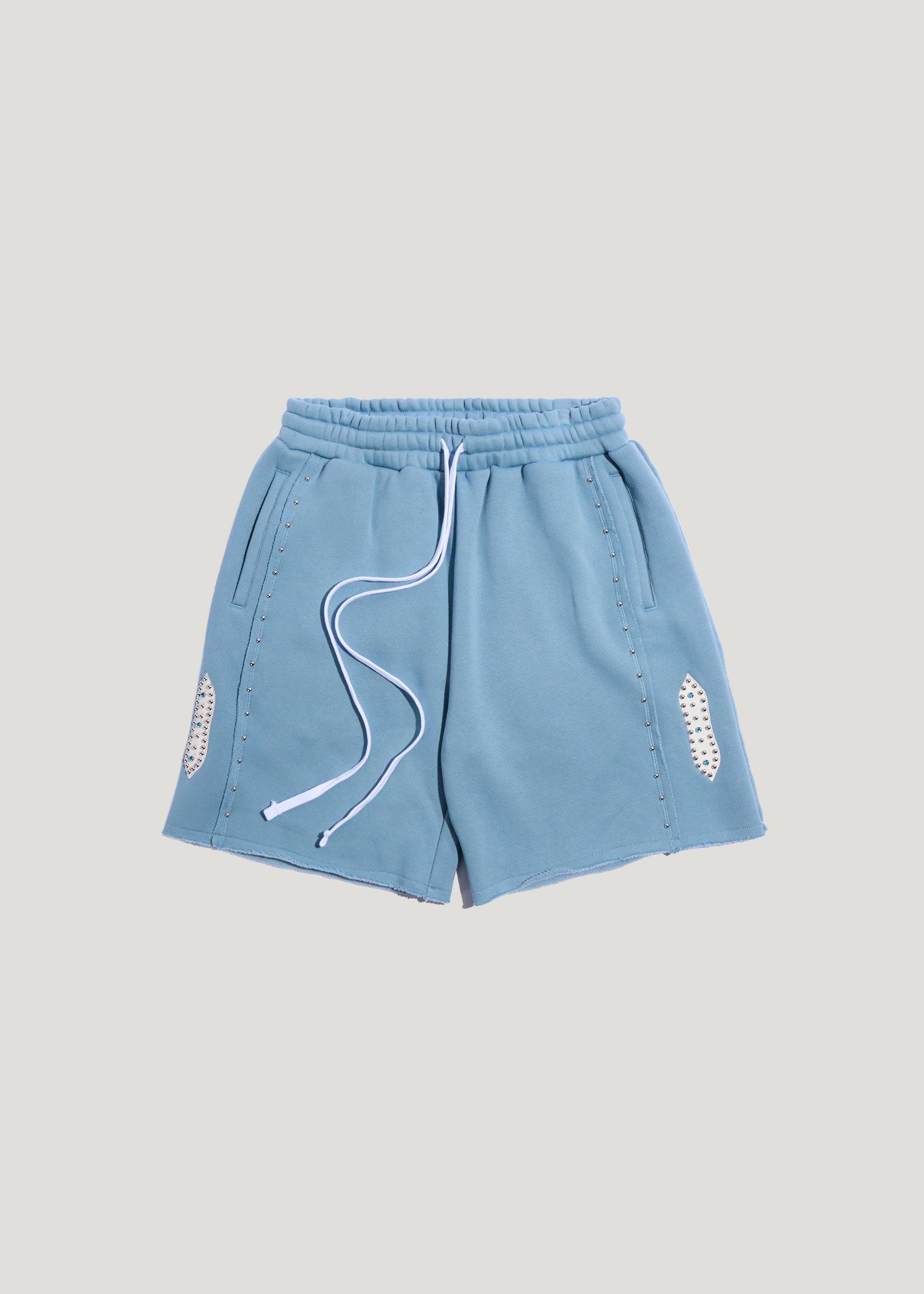 STUDDED FLEECE LONG SHORTS