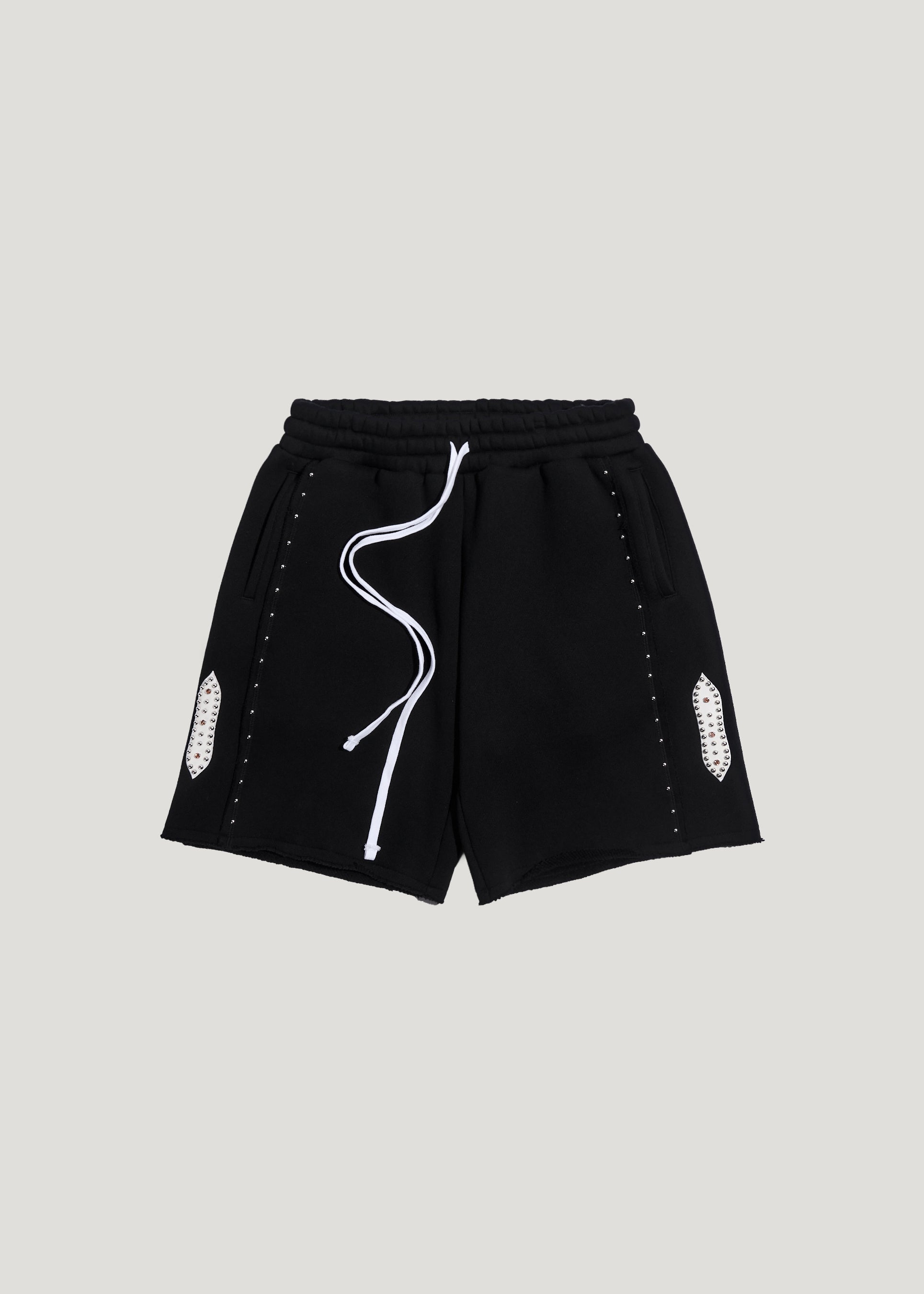 STUDDED FLEECE LONG SHORTS